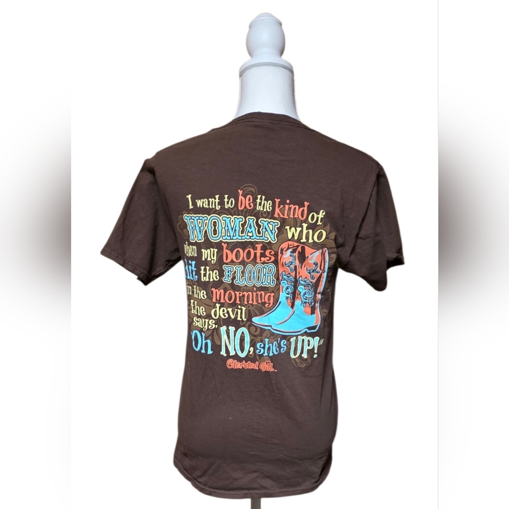 Christian Cowgirl Graphic Tee  “Oh No, She’s Up!” Faith-Based Women’s T-Shirt S - Picture 5 of 10